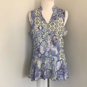 Unique Spectrum Blue White Peplum Top size Medium